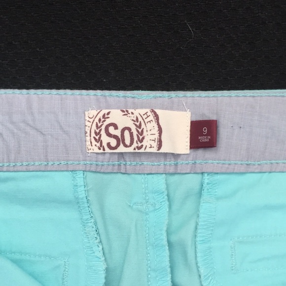 SO Turquoise cotton chino shorts. Sz 9-Small NWOT. - Picture 2 of 6